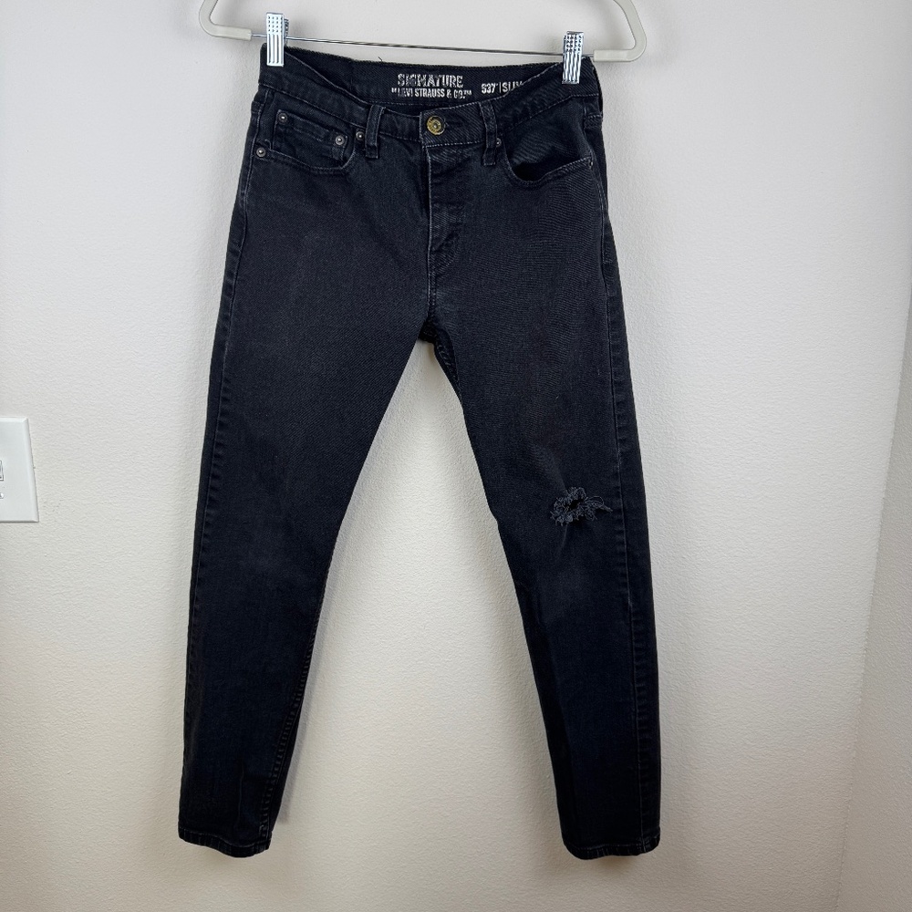 LEVIS Signature S37 Slim Black Denim Jeans / Men's 29 x 30